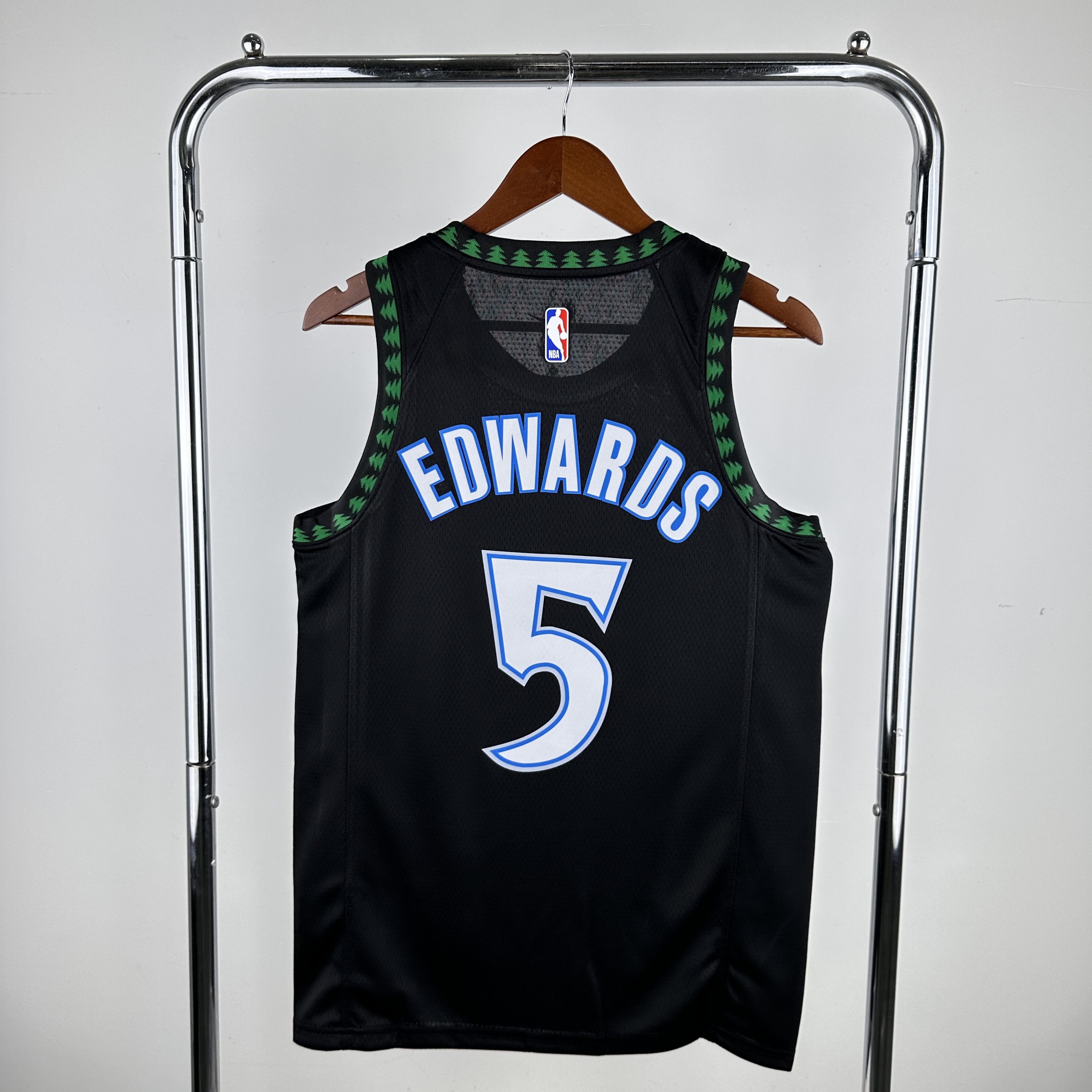 Men Minnesota Timberwolves 5 Edwards Black Throwback 2024 NBA Jersey